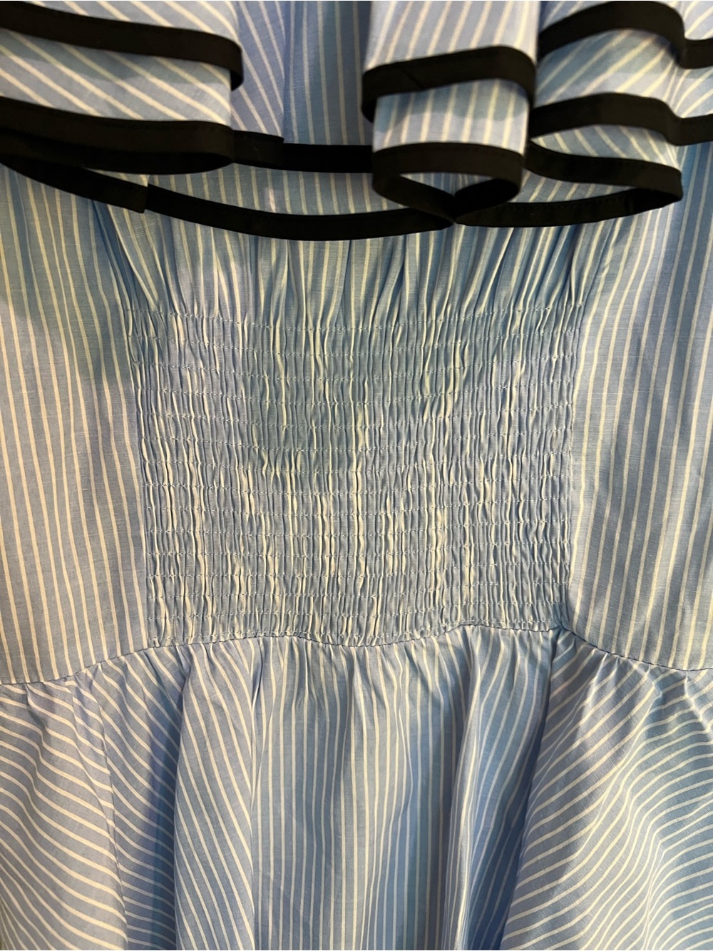 PIN STRIPE DOUBLE RUFFLE MINI DRESS - Picture 6 of 6